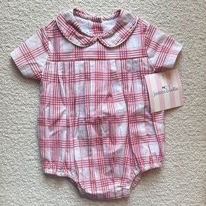 James & Lottie Red Plaid Finn Bubble Romper